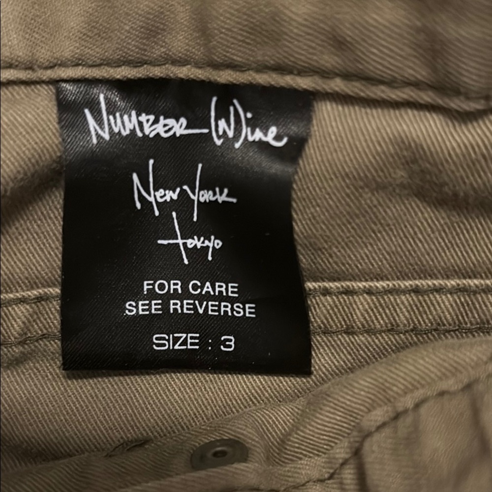 Number (N)ine Men's Olive Cargo Pants - Picture 3 of 4